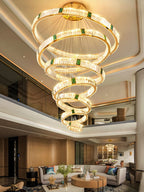 Elevate Your Stairway with Expertly Crafted High Ceiling Crystal Ring Chandeliers for Luxurious Ambiance