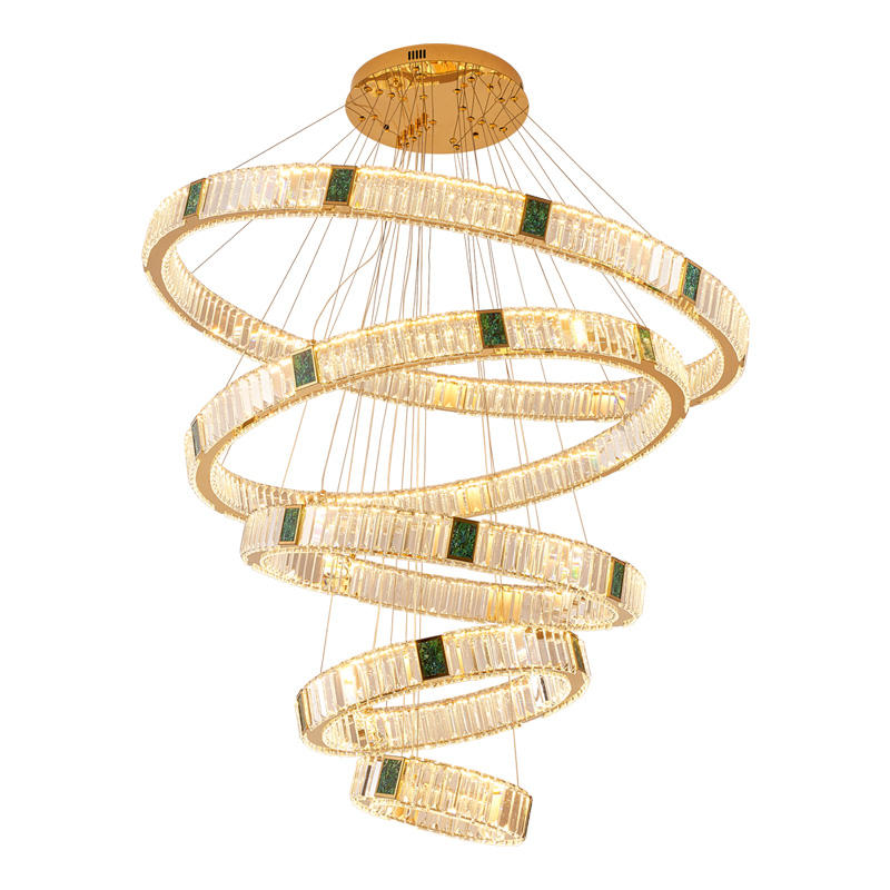 Elevate Your Stairway with Expertly Crafted High Ceiling Crystal Ring Chandeliers for Luxurious Ambiance