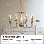 American Luxurious Ceiling Chandelier Candle Dinning Room Cafe Villa Hotel Parlor Bedroom Interior LED Hanging Lighting
