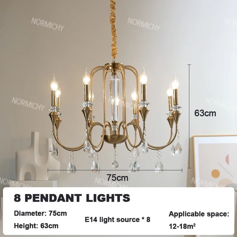 American Luxurious Ceiling Chandelier Candle Dinning Room Cafe Villa Hotel Parlor Bedroom Interior LED Hanging Lighting