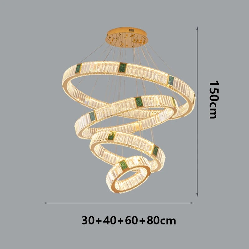 Elevate Your Stairway with Expertly Crafted High Ceiling Crystal Ring Chandeliers for Luxurious Ambiance