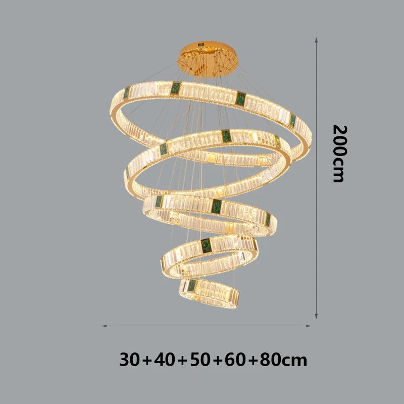 Elevate Your Stairway with Expertly Crafted High Ceiling Crystal Ring Chandeliers for Luxurious Ambiance