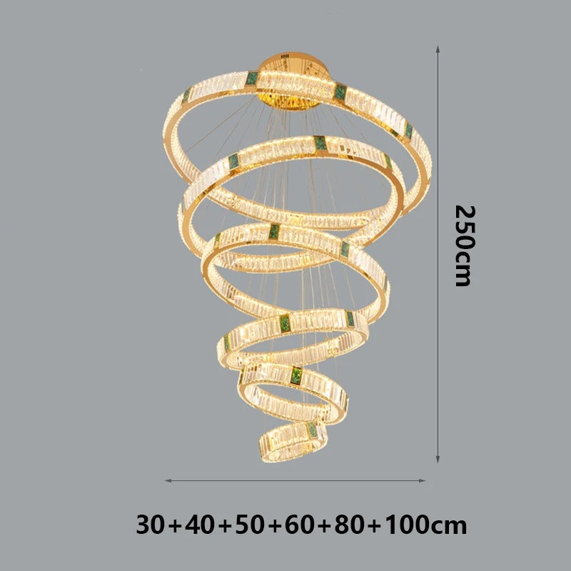 Elevate Your Stairway with Expertly Crafted High Ceiling Crystal Ring Chandeliers for Luxurious Ambiance