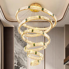 Elevate Your Stairway with Expertly Crafted High Ceiling Crystal Ring Chandeliers for Luxurious Ambiance