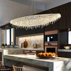 Contemporary Crystal Chandelier Featuring Boat-Inspired Elements for Rectangular Dining Islands
