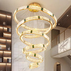 Elevate Your Stairway with Expertly Crafted High Ceiling Crystal Ring Chandeliers for Luxurious Ambiance