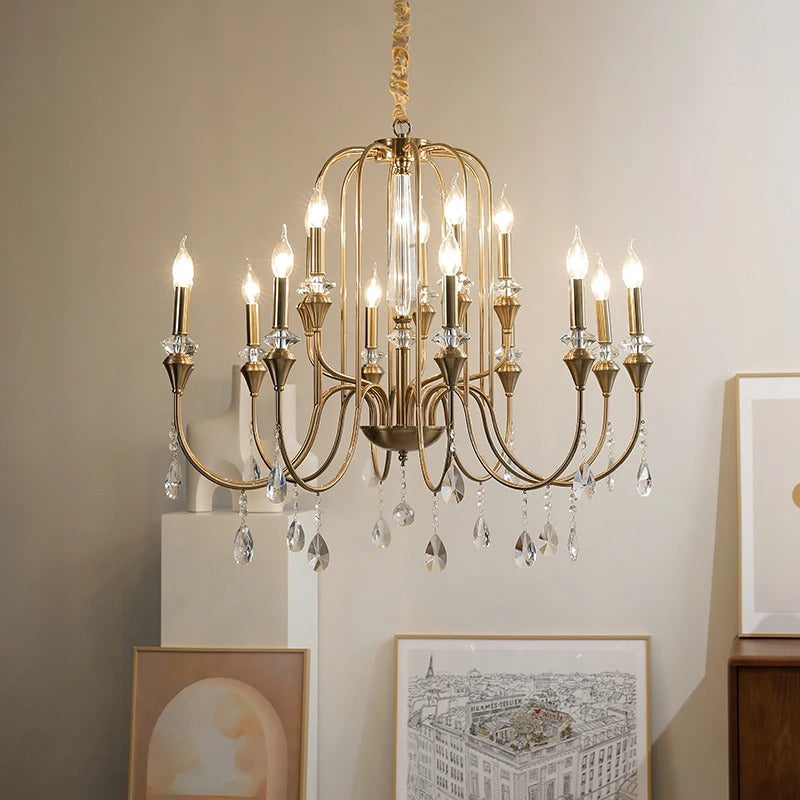 American Luxurious Ceiling Chandelier Candle Dinning Room Cafe Villa Hotel Parlor Bedroom Interior LED Hanging Lighting