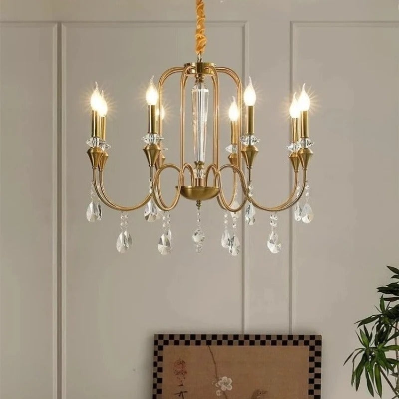 American Luxurious Ceiling Chandelier Candle Dinning Room Cafe Villa Hotel Parlor Bedroom Interior LED Hanging Lighting