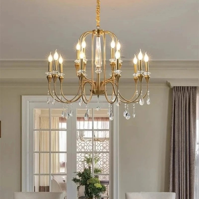 American Luxurious Ceiling Chandelier Candle Dinning Room Cafe Villa Hotel Parlor Bedroom Interior LED Hanging Lighting