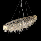 Contemporary Crystal Chandelier Featuring Boat-Inspired Elements for Rectangular Dining Islands