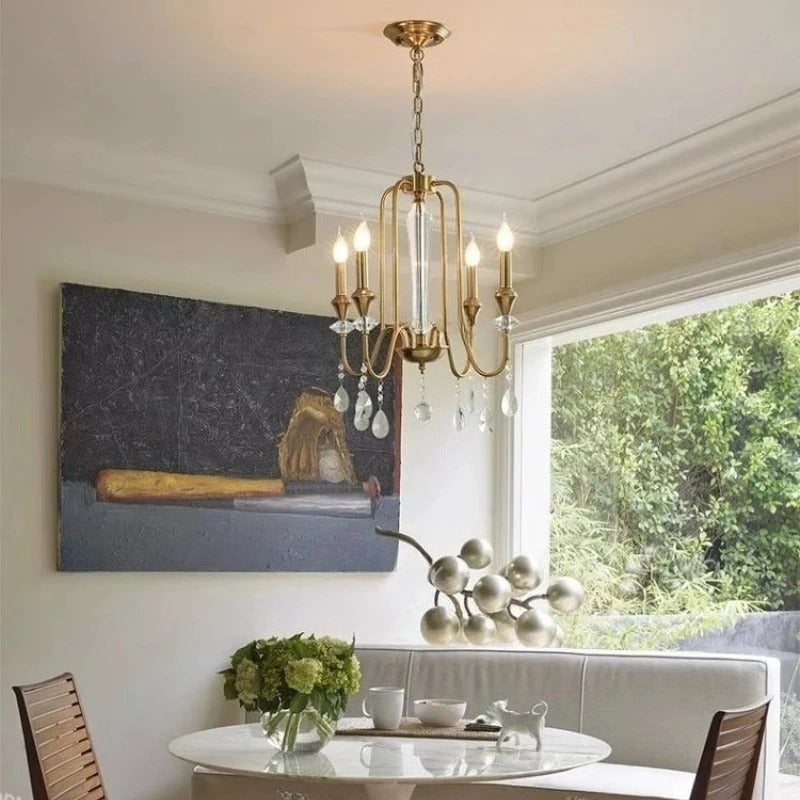 American Luxurious Ceiling Chandelier Candle Dinning Room Cafe Villa Hotel Parlor Bedroom Interior LED Hanging Lighting