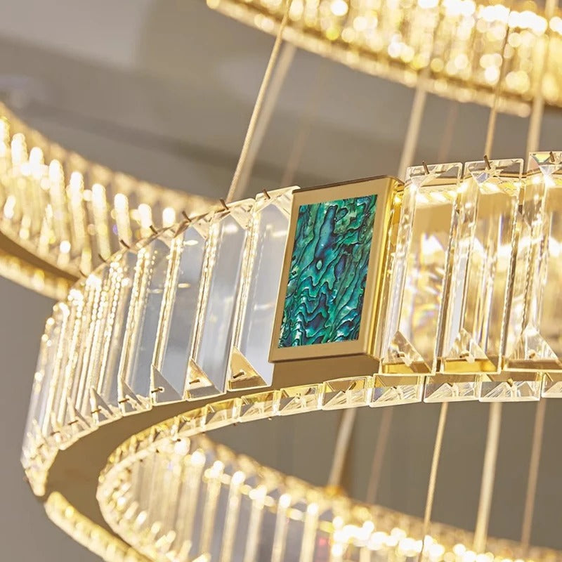 Elevate Your Stairway with Expertly Crafted High Ceiling Crystal Ring Chandeliers for Luxurious Ambiance