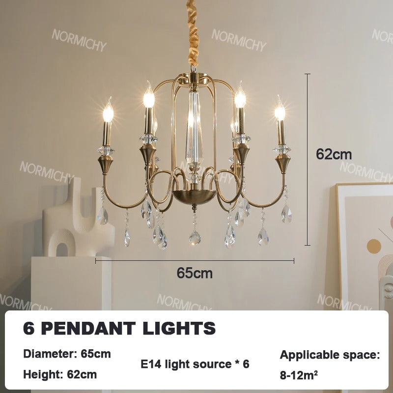 American Luxurious Ceiling Chandelier Candle Dinning Room Cafe Villa Hotel Parlor Bedroom Interior LED Hanging Lighting