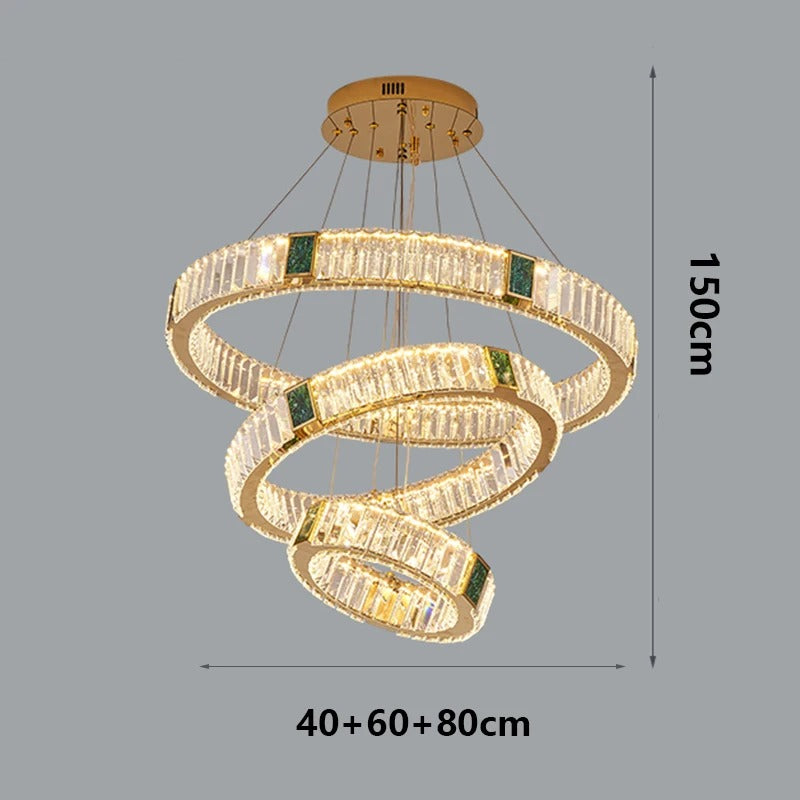 Elevate Your Stairway with Expertly Crafted High Ceiling Crystal Ring Chandeliers for Luxurious Ambiance